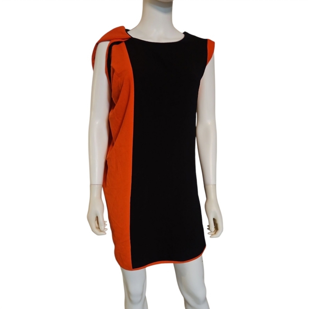 LANVIN | Black & Orange Colorblock Mini Dress – Size M